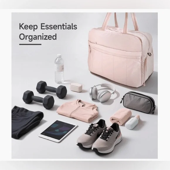 Rolling Bunny Lightweight Gym Bag with Shoe Compartment, Pink - Picture 5 of 10